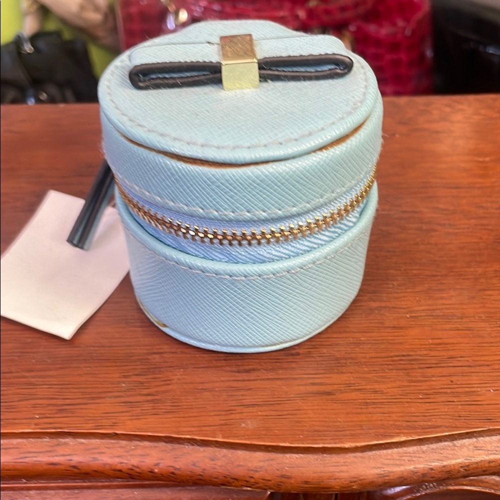 Saks Fifth Avenue Blue Accessory Box with Metallic Zipper